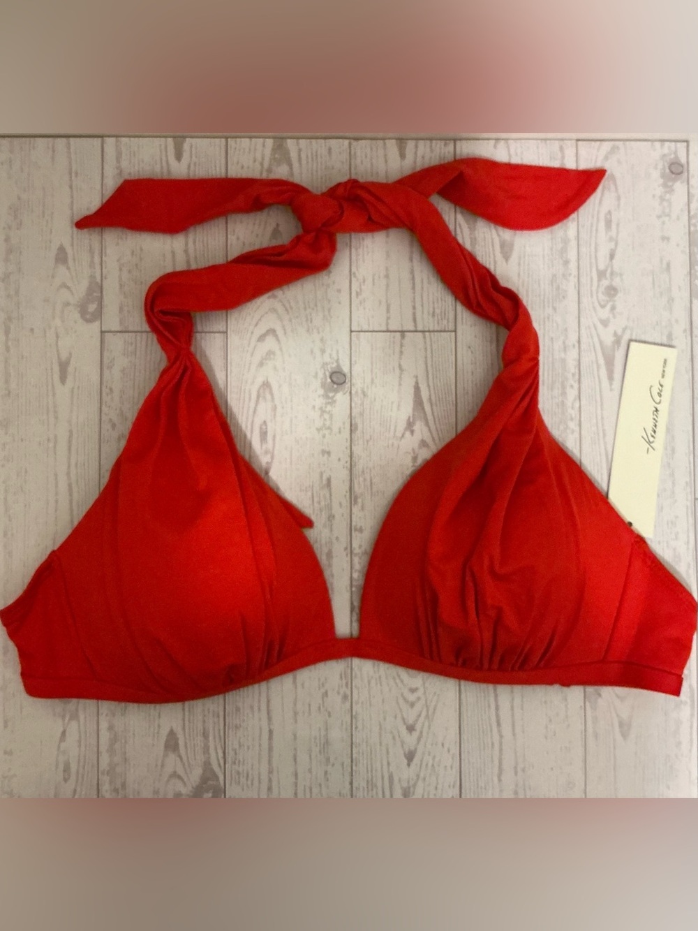Kenneth Cole Red Halter Swim Top